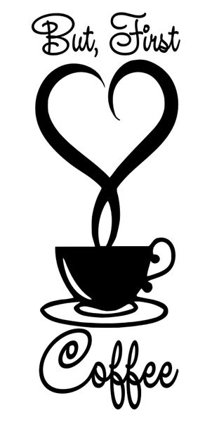 Vinyl Lady Decals But, First Coffee Quote Wall Art Sticker - Black