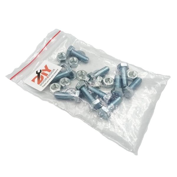 10x M-8x25mm Hex Full Threaded Bolts, Nuts &amp; Flat Washers
