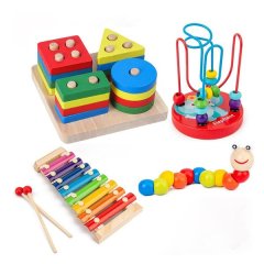 Kids Musical Instruments Wooden Percussion Instruments Early Learning - 4 Piece