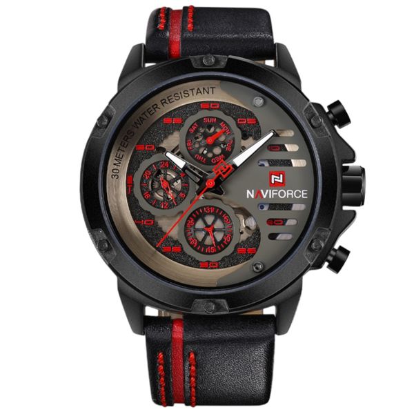 Naviforce Men's Outlaw Chronograph Leather Watch Military Brown &amp; Gold