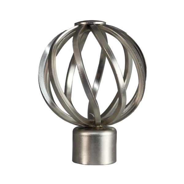 25mm Steel Rod Twistball Finial - Brushed Silver