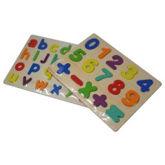 Educational Toys - Alphabet and Number Puzzles for Kids- Wooden Jigsaw Set