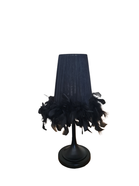Elegant Black Feathered Table Lamp