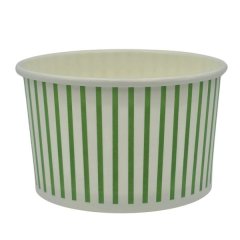 Ice Cream Tub 120ml - Green Striped Disposable Paper Cup - 50 Pack