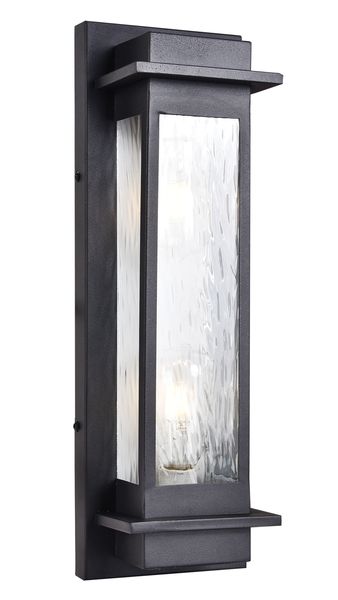 Bright Star L584 Rectangular Outdoor Wall Light - Matt Black &amp; Glass