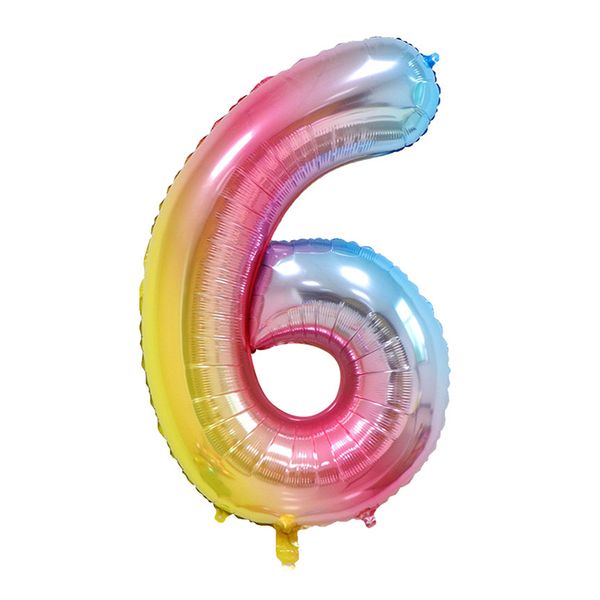 iKids 40 inch Large Rainbow Birthday Balloon Number 6