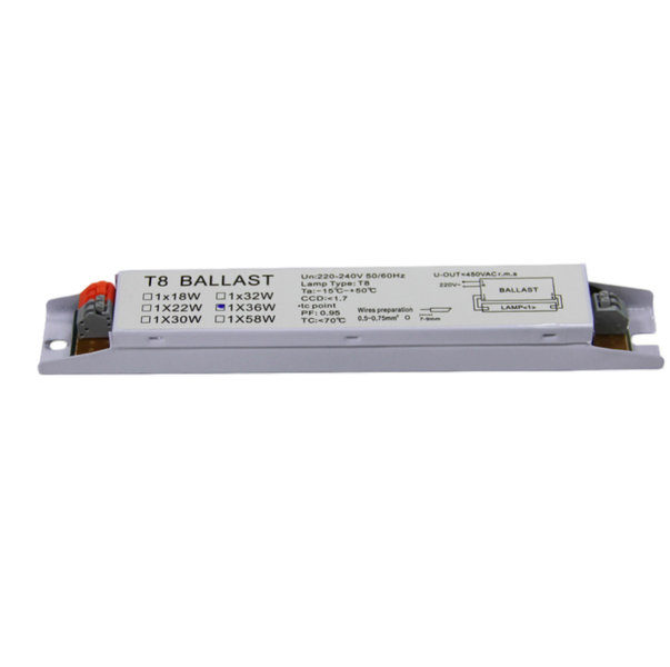 Electronic Ballast T8 36W 1 Lamp Compatible with 220V Fluorescent Tube