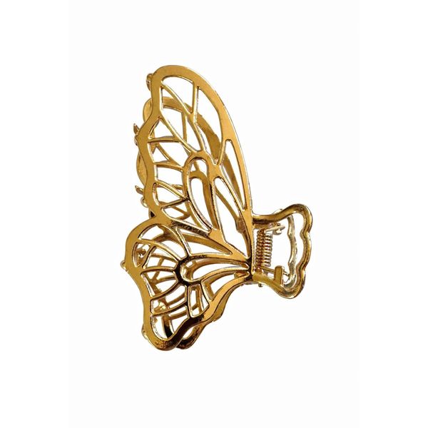 Gold Butterfly Hair Claw Clip - Elegant Metal Hair Accessory