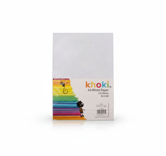Khoki A4 White Paper 80gsm, 100 Sheets for Printing and Writing - 2 Pack