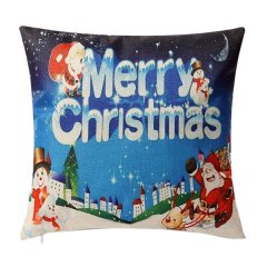 Christmas Pillowcase Santa Square Home Decor Linen Pillow Cases Christmas C