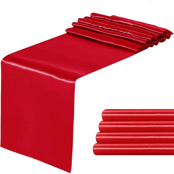 6 Pieces Satin Table Runner 12 x 108 Inch Shimmer Table Centerpiece Cloth