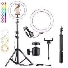 12" RGB Ring Light with Extendable Tripod Stand and Phone Holder Kit - EMS