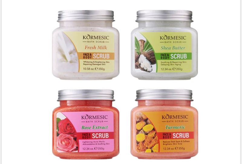 Kormesic 4-in-1 Face &amp; Body Scrubs for Dull Skin, Dark Spots &amp; Dryness