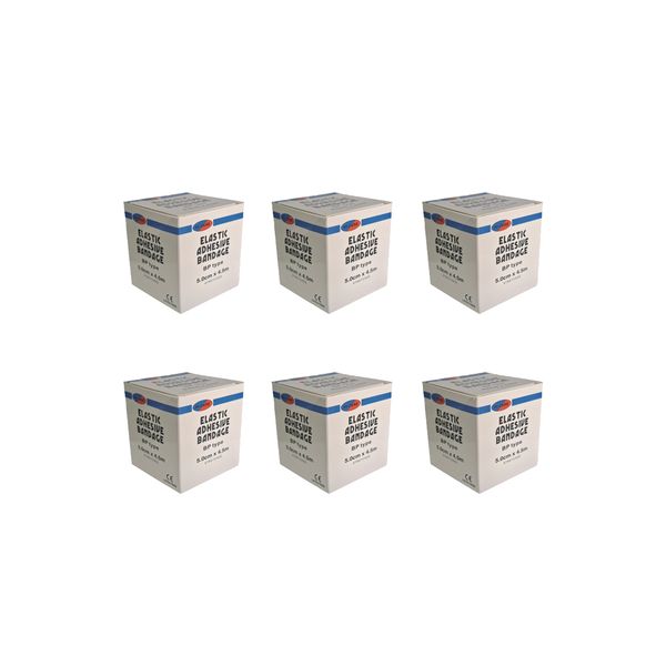 Elastic Adhesive Bandage Stretched 50mm x 4.5m Pack of 6