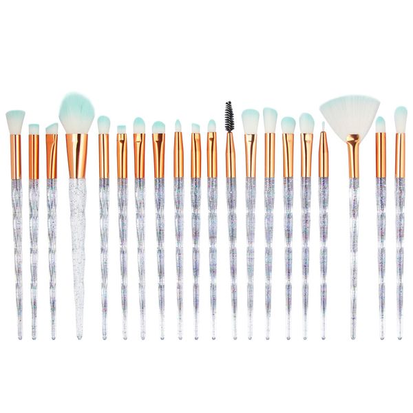 Professional 20 Pieces Diamond Handle Makeup Brush Set - Transparent