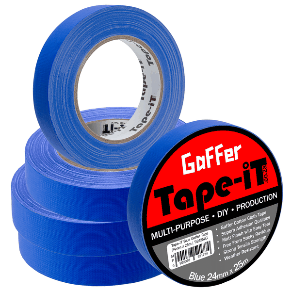 Tape-iT 5 Pack of Blue Gaffer Tape Roll 24mm x 25m | Ti2425LG5