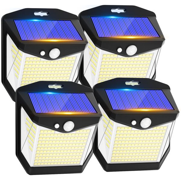 4-Packages Solar Security Lights Outdoor Garden LED Solar Powered Light