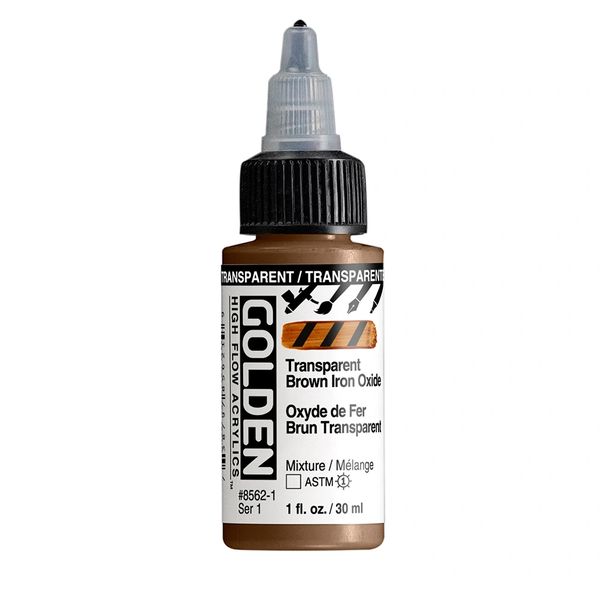 High Flow Acrylics by GOLDEN, 30ml / 1fl.oz - Transparent Brown Iron Oxide