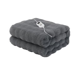 MuLan Luxury Faux Rabbit Fur Electric Blanket - Ultra Soft Heated Throw