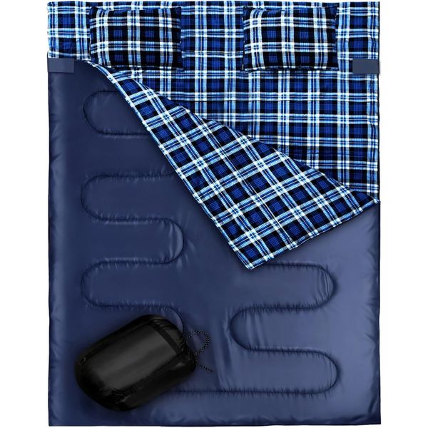 Double Sleeping Bag Waterproof Lightweight with Pillow for Outdoor Camping