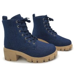 Dark Denim Lace Up Boots
