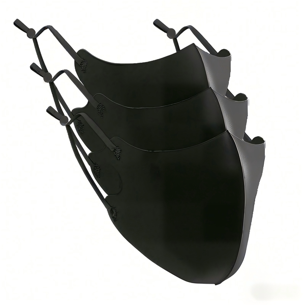 UPF50+Ice Cooling Microfiber Washable 3D Mask Black Adjustable 3Piece