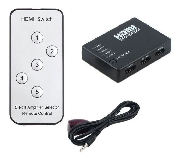 5-Port HDMI Switch with IR Remote Controller (5-in 1-out)