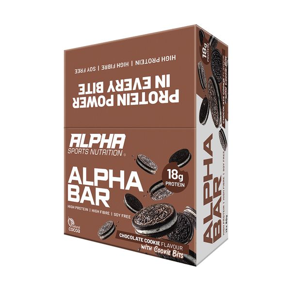 Alpha Bar - Premium Protein Bar - Chocolate Cookie - 60g x 12 Bars