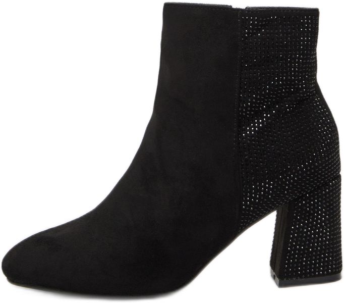 Quiz Women's Wide Fit Black Diamante Ankle Boots