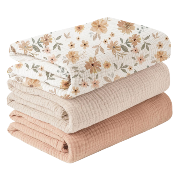 3 Pack Newborn Receiving Blanket Muslin Swaddle Blankets 38x40 inch