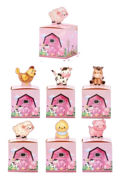 24-Piece Pink Farm Animal Style Mini-Gift Box