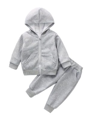 Thread Treasure-Grey Color Hoodie Set for Boys with Pants