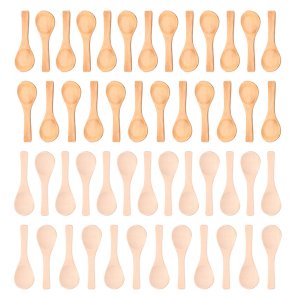 50 Pieces Wooden Spoon Mini Natural Spoon for Kitchen (Mixed Color)