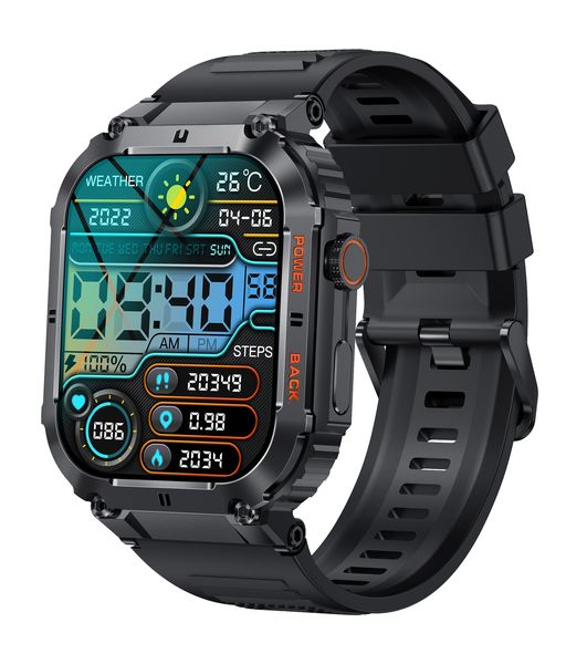 Rugged Military Fitness Smartwatch - Black