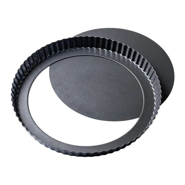 9-Inch Removable Bottom Chrysanthemum Pie Plate - Black