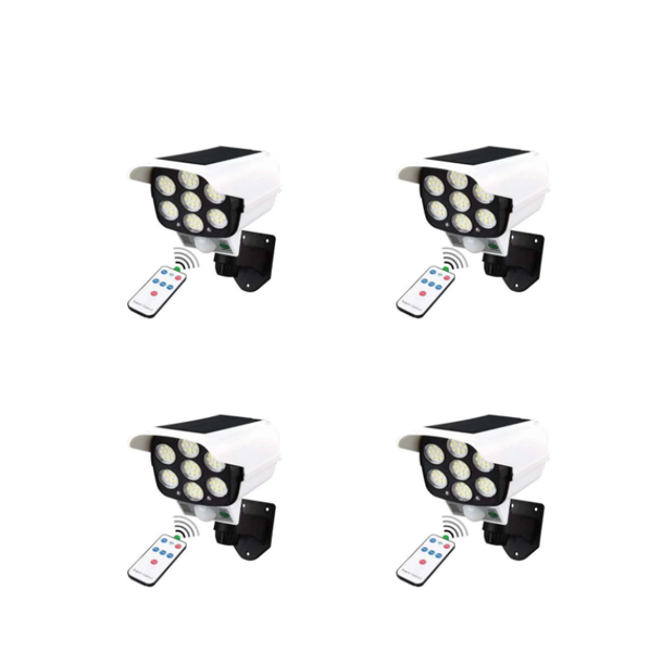 Solar Security Dummy Camera Light with Remote - 4 Pieces