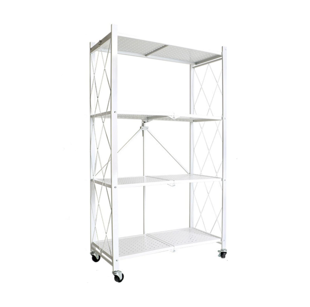 JG20375387 Portable 4-Layer Foldable Utility Shelf with Lockable Casters