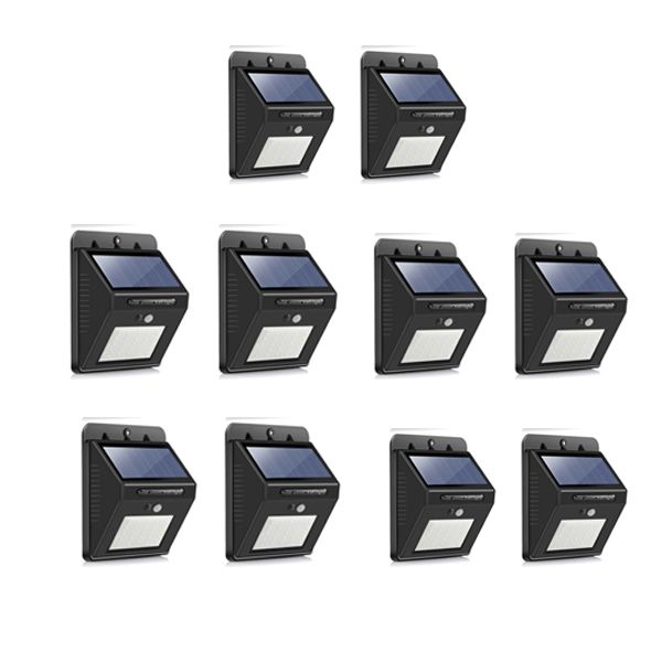 LED Solar Powered LED Wall Light with Night sensor Pack Of 10