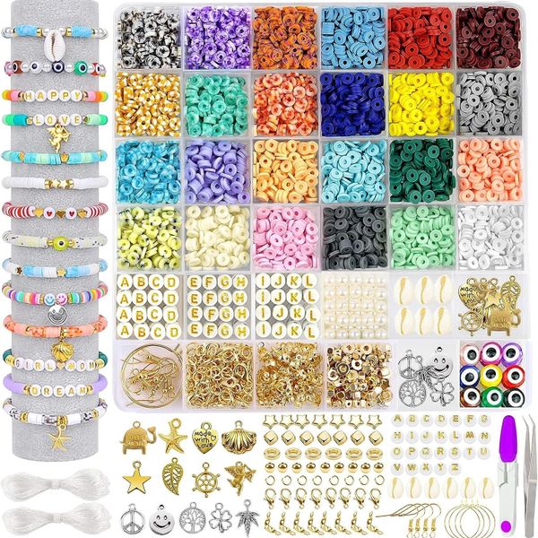 400 pcs Boho Clay Bead Kit for Friendship Bracelets, Preppy Jewelry Making