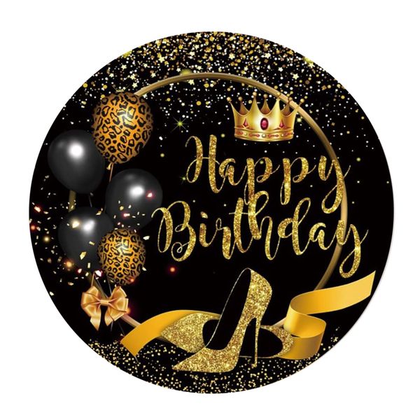 Happy Birthday Crown Round Wooden Vinyl Signage 40CM