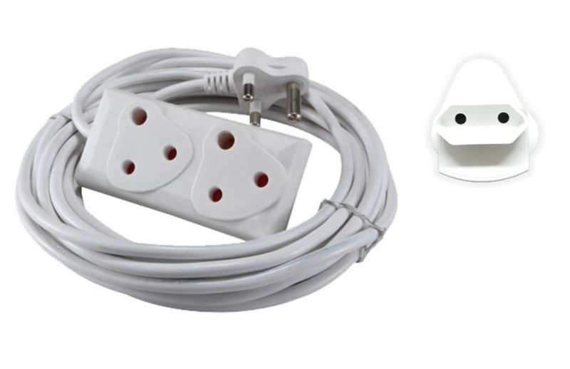 10m Extension Cord With A Two-Way Multi-Plug Ext Lead with 3 Pin to 2 Pin