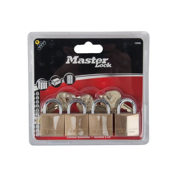 Master Lock - Pad Lock - 4 Piece - Brass - 40mm - Keyed Alike - 2 Pack