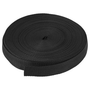 25mmx20m Roll Nylon Tape Strap For Webbing Bag Strapping Belt- Black