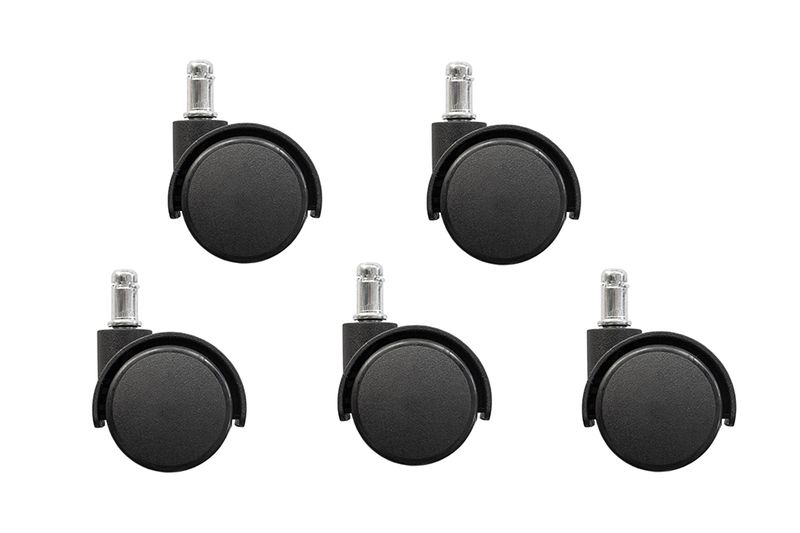 Set of 5 standard pin office chair castors/wheels with hood