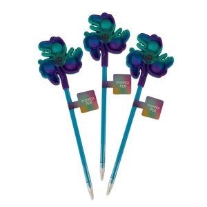 Colour Me - Novelty Push Pop Spinner Pen - Blue (3 Pack)