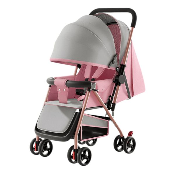 Lightweight Foldable Baby Stroller with Canopy, Basket &amp; Safety Harness