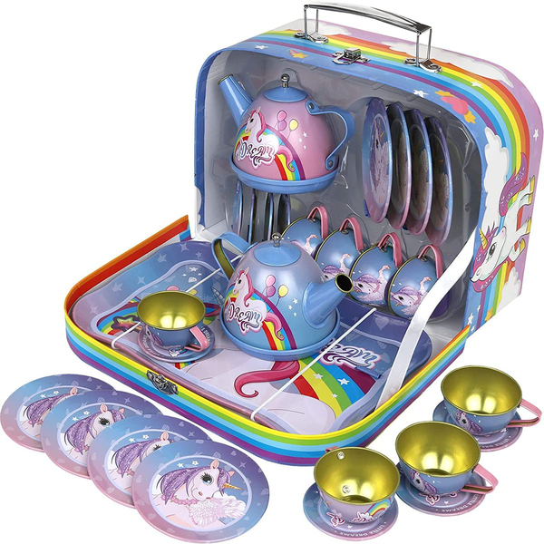 Stainless Steel Unicorn Set for Tea Party Kids Kitchen Pretend Play