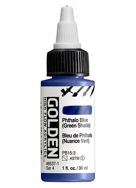 High Flow Acrylics by GOLDEN, 30ml / 1fl.oz - Transparent Phthalo Blue GS